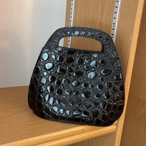 CB Pelletterie black handbag made in Italy genuine leather faux crocodile